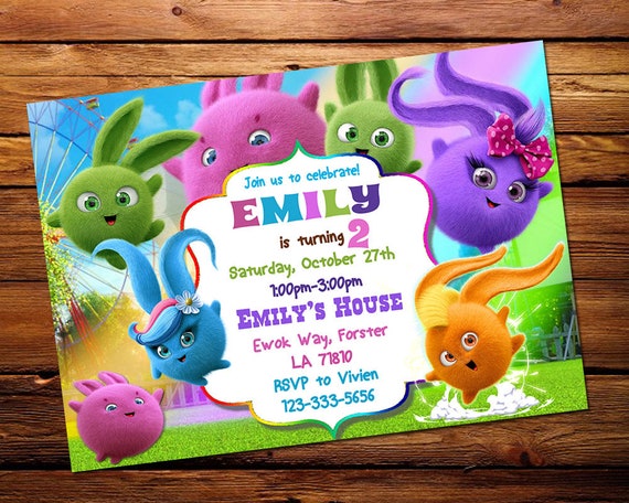 Sunny Bunnies Birthday Invitation Sunny Bunnies Printable Etsy