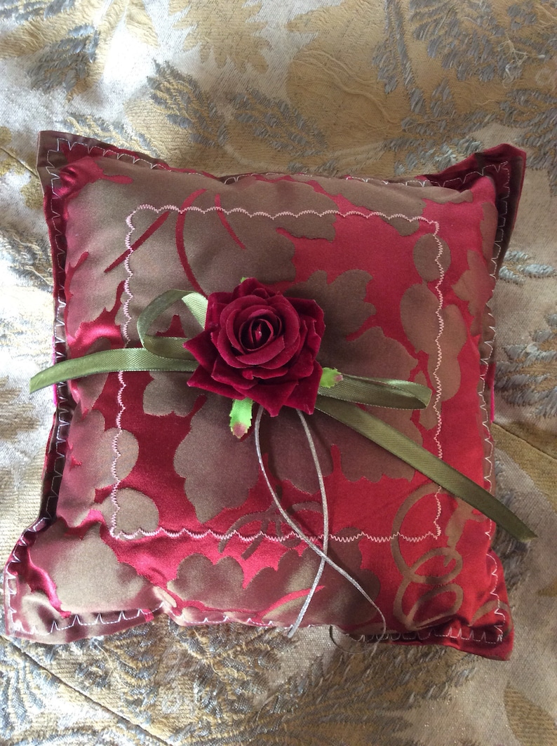 Beautiful Silk wedding Ring bearer pillow made from Silk Damask