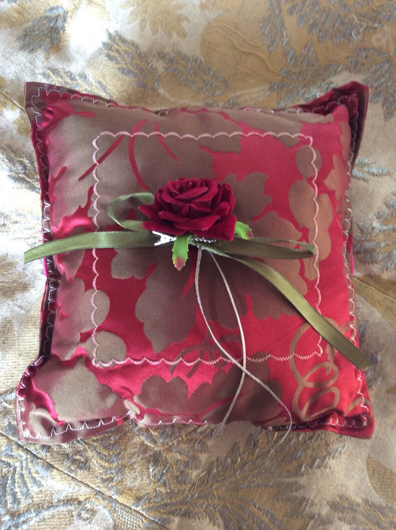 Beautiful Silk wedding Ring bearer pillow made from Silk Damask