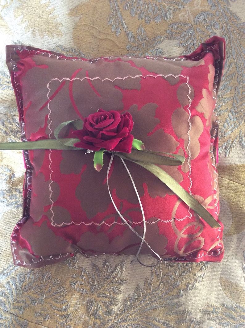 Beautiful Silk wedding Ring bearer pillow made from Silk Damask
