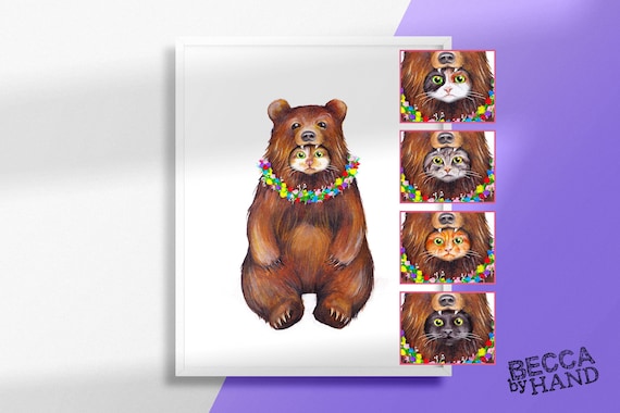 ミッドサマー ベアスーツ 猫アートプリント、複数の猫の色のオプション