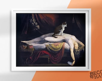 The Nightmeow, Cat Parody of Classic Painting