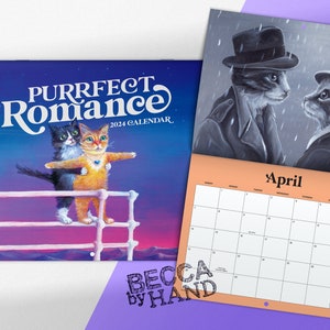 Purrfect Romance 2024 Monthly Calendar, Romance Movie Cat Parody 12-Month Wall Calendar