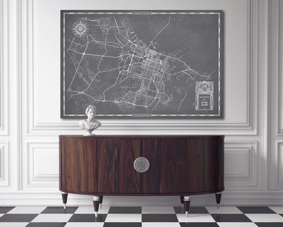 Savannah Ga Map Large Canvas Oversized Wall Art Panoramic Etsy