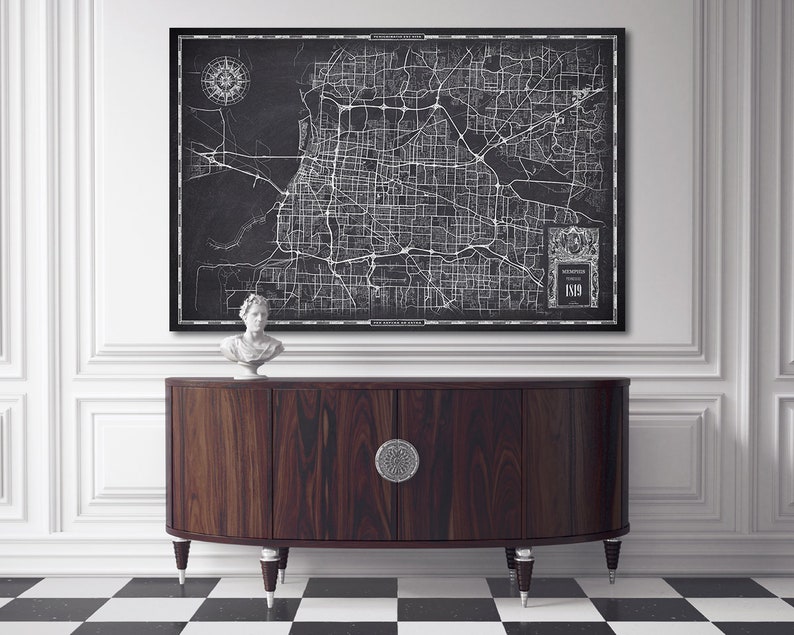 Memphis Tennessee Canvas Map Print Oversized Wall Art Etsy