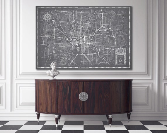 Columbus Oh Map Large Canvas Oversized Wall Art Panoramic Etsy