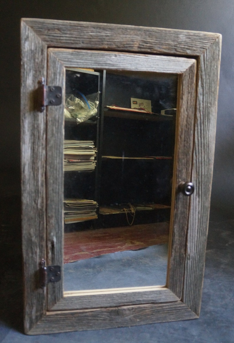 Recessed Barnwood Medicine Cabinet Etsy