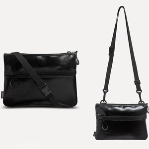 Sac à bandoulière noir en tissu recyclé (éco), petit sac à main à bandoulière, sac à bandoulière végétalien, sacoche, sac à main recyclé