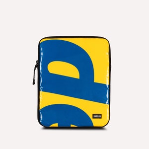 Étui pour iPad durable en tissu recyclé (2024) - Étui pour iPad Pro M4 11 pouces et 13 pouces - Étui bleu/jaune pour iPad Air M2