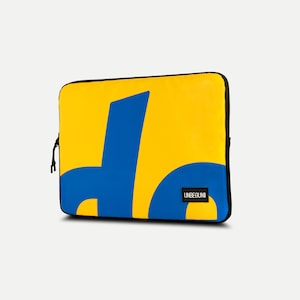 Gele en blauwe MacBook Pro 16-inch hoes (van geüpcycled materiaal), recyclebare laptophoes voor nieuwe MacBook Pro 16-inch M4/M3 (2025), eco-hoes/-tas