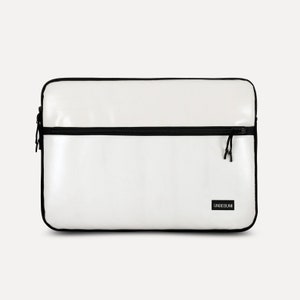 Witte MacBook Pro 14-hoes met extra vak (van geüpcyclede stof), recyclebare laptophoes voor nieuwe MacBook Pro 14 inch M4/M3 (2025/2024)