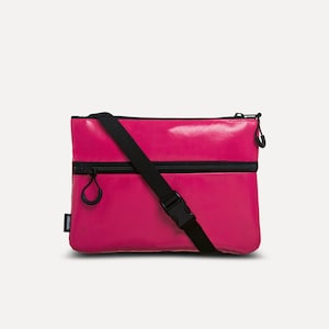 Pink shoulder bag from upcycled fabric (eco), Recycle handbag, Sacoche, Vegan crossbody purse, Small cross body bag (sustainable)
