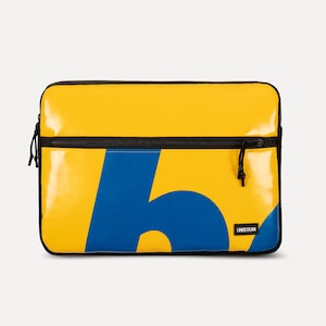 Étui pour MacBook Pro 14 avec compartiment (en tissu recyclé), Housse jaune et bleue pour ordinateur portable pour nouveau MacBook Pro 14 pouces M4/M3 (2025), Housse