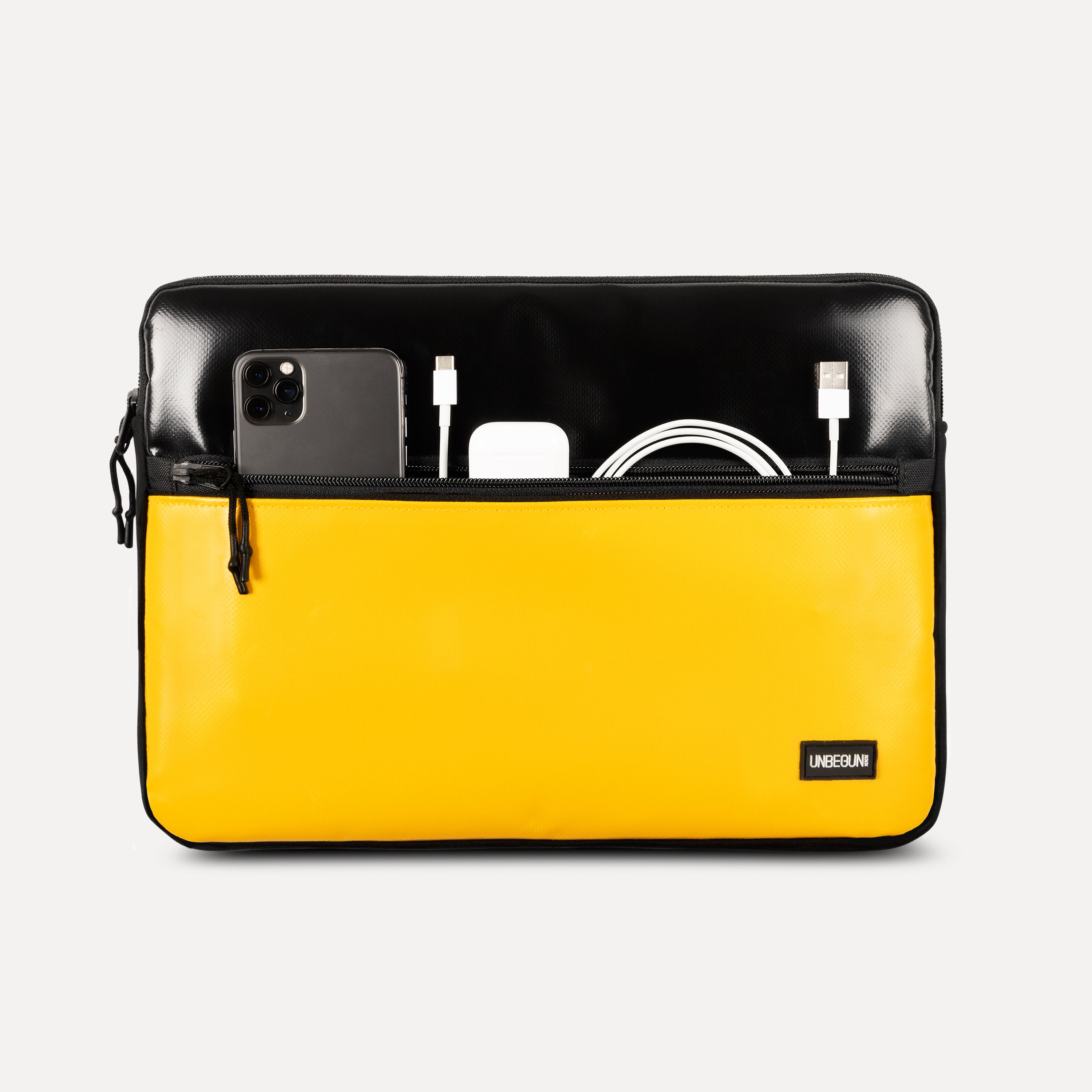MacBook Pro 14 Case With Pocket (from Upcycled Fabric), Black/yellow ...