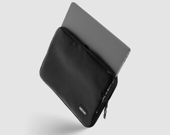 13 Inch Laptop Case From Upcycled Fabric, Black Laptop Sleeve for