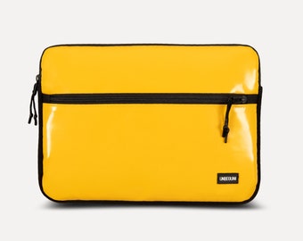 MacBook Air 13 case with compartment (from upcycled fabric), Yellow laptop sleeve for new MacBook Air 13,6 inch M3/M2 (2024), Cover/bag