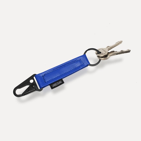 Porte-clés bleu avec mousqueton en tissu upcycled, porte-clés durable,  chaîne de clés, porte-clés, lanière ou porte-clés. Parfait comme cadeau  végétalien. -  France