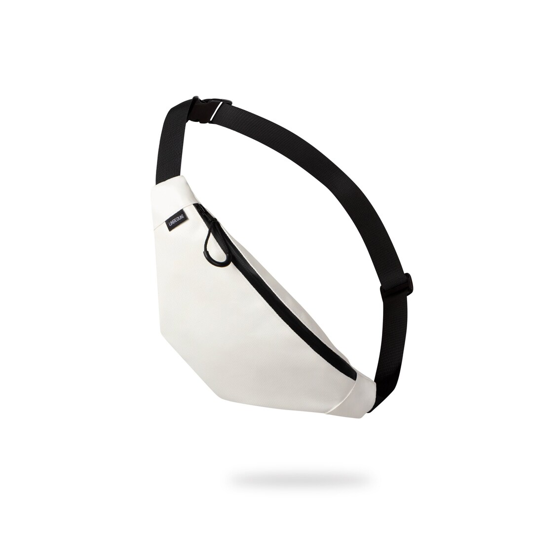 White Fanny Pack From Upcycled Fabric Sustainable Hip Bag or Waist Bag