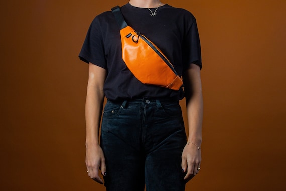 バッグ Coleman waist bag orange Y2K archive Orange Fanny Pack – Upcycled Fabric Hip Bag, Vegan Bum Bag - Etsy