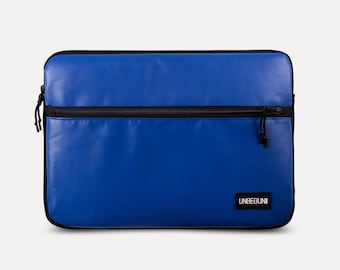 MacBook Pro 16 inch case with compartment (from upcycled fabric), Blue laptop sleeve for new MacBook Pro 16" M3 (2024), Laptop bag/cover