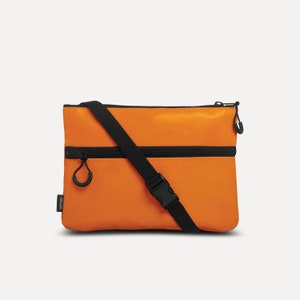 Sac à bandoulière orange en tissu recyclé (éco), sac à main Recycle, Sacoche, sac à bandoulière végétalien, petit sac à bandoulière