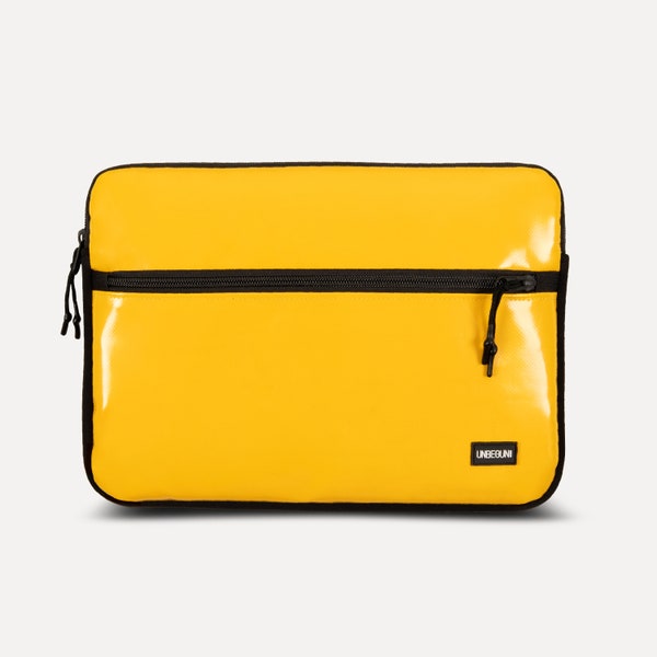 MacBook Pro 14 Zoll Tasche mit Frontfach aus recyceltem Stoff, Gelbe Laptophülle für MacBook Pro 14 Zoll M3/M2 (2023/2024)