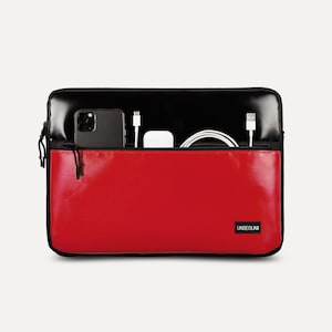 Funda para Surface Pro 11 con bolsillo (de tela reciclada), funda ecológica negra/roja para portátil para el nuevo Microsoft Surface Pro 11/10/9 (2025), bolsa/funda