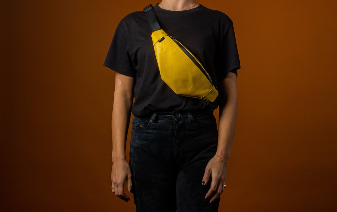 Yellow Fanny Pack From Upcycled Fabric Sustainable Hip Etsy