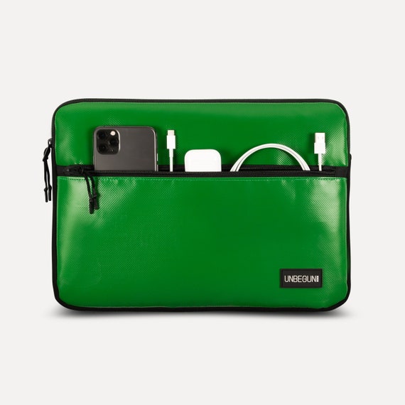 MacBook Pro 16 inch hoes met compartiment van upcycled stof Groene recycle laptophoes voor nieuwe MacBook Pro 16 M3 2024 Tas hoes Etsy Nederland
