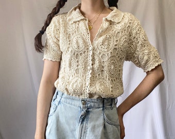 ivory crochet top