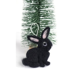 Needle felt black bunny ornament Needle felt rabbit Pet Loss Gift