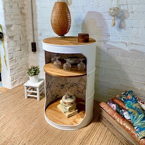 Bar - side cabinet - bar table made from a 208L barrel