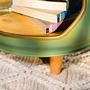 Bedside table bar minibar shelf side table made from a 60L oil barrel Holzfüße/wooden feet