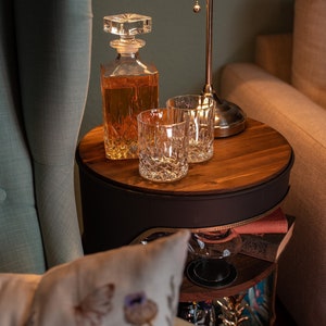 Bedside table bar minibar shelf side table made from a 60L oil barrel image 3
