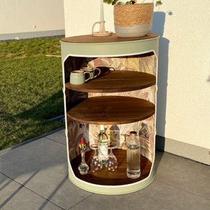 Bar - side cabinet - bar table made from a 208L barrel