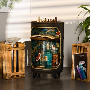 Schachtisch - Schachbrett - Bar - Minibar - Regal - Beistelltisch aus einem 60L Ölfass