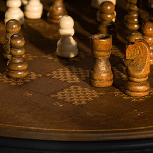 Chess table chessboard bar minibar shelf side table made from a 60L oil barrel image 3