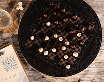 Black chess board made of beech wood - multiplex