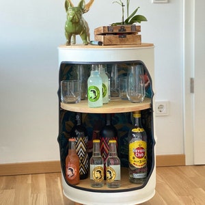 Bar - minibar - bedside table - shelf - cupboard - side table made from a 60L oil barrel