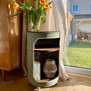 Bar - side table made from an oil barrel