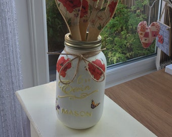 Vintage jar with matching utensils