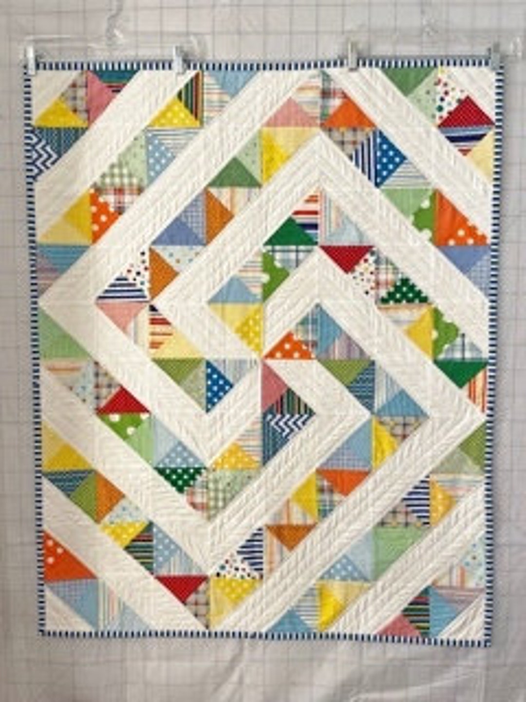 Handmade Geometric Baby Quilt in Bright Colors Etsy
