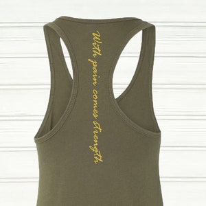 With Pain Comes Strength Racerback Tank Top - Motivational Workout Apparel