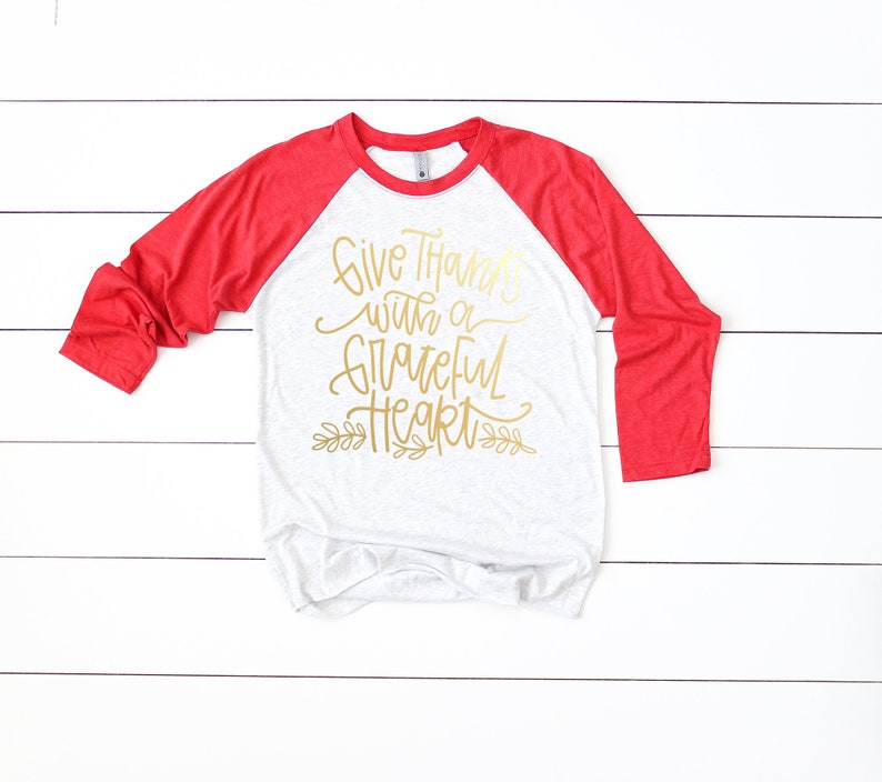 Inspirational T Shirts Women Positive Shirts Motivational Shirt Women Apparel Plus Size TShirts Raglan Give Thanks With A