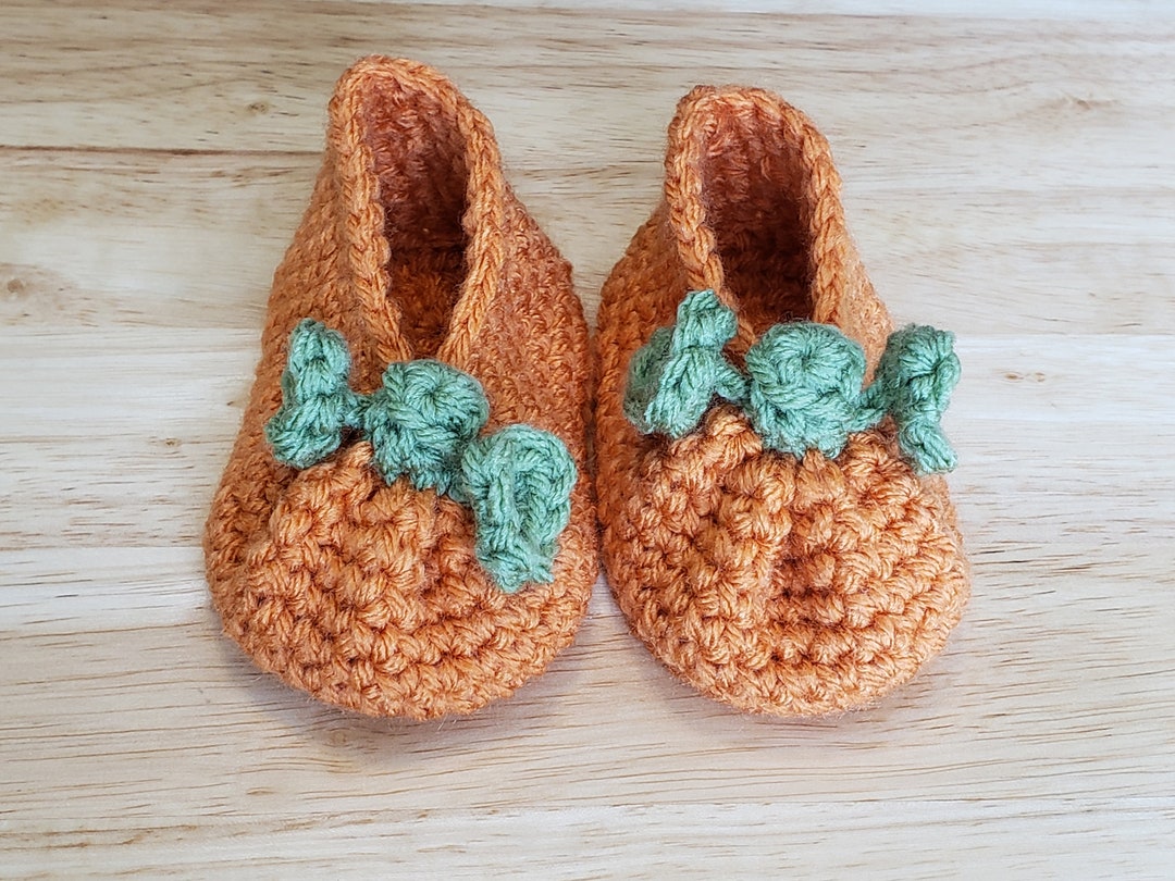 Crochet Pumpkin Booties 06 months Etsy.de