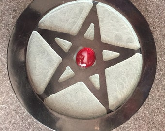 Nirvana Class Soapstone Pentacle Altar Tile Round Shape Altar for Home Decor