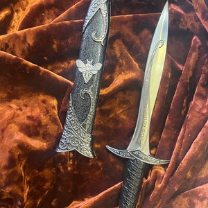 Athame - Horned Moth Celtic Stainless Steel Double Sided Unsharpened Blade (DAGG-1131)