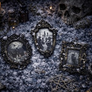 Lote de 3 imanes con marcos envejecidos, temática de brujas de Samhain, regalo único hecho a mano (G)