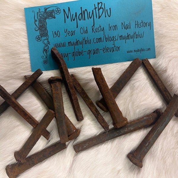 130 Year Old Iron Nails Broken Bent Pieces Lot of 13 - Rusty Square Cut Historic Very Rare - Must Read for Witch Jars/Rituals w History