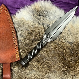 Athame Death Head Horned Moth Hand Forged Railroad Spike 10.5 Inches Heavy Ceremonial Blade (DAGG-1125)